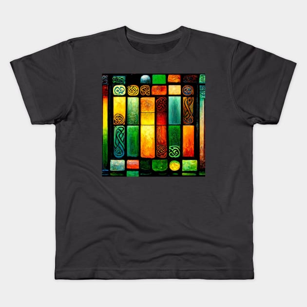 Celtic Stained Glass Kids T-Shirt by DuncanStar